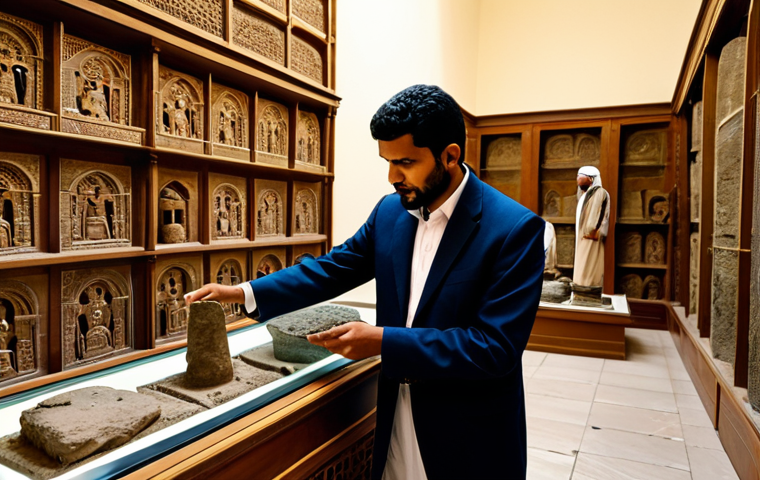 **

"Yemeni archaeologists carefully examining ancient artifacts in a protected museum environment, fully clothed in professional attire, appropriate content, safe for work, perfect anatomy, natural proportions, educational setting, warm lighting, modest clothing. Focus on the dedication and care for cultural preservation, showcasing the importance of protecting Yemeni history. Professional photography, high quality."

**