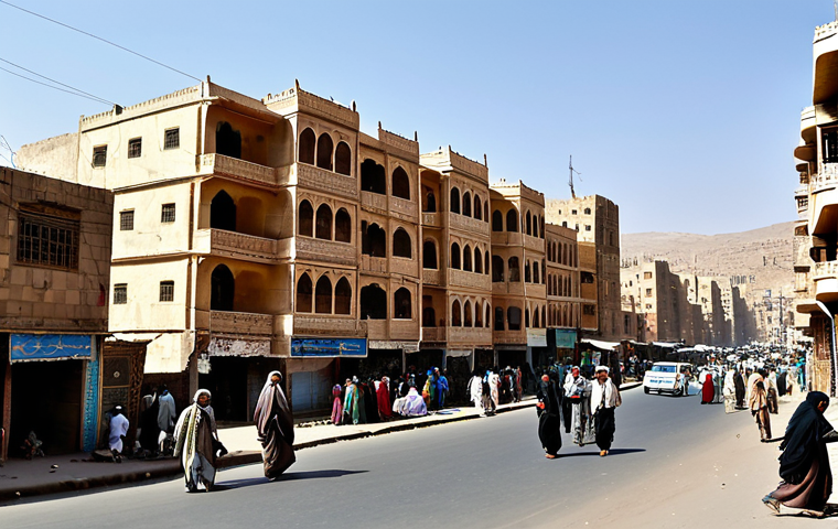 Urbanization Challenges**

"A busy street scene in Sanaa, Yemen, showing modest apartment buildings and street vendors, fully clothed people going about their day, appropriate content, safe for work. In the background, a glimpse of older traditional architecture. Focus on the vibrancy and crowded nature of the city. Perfect anatomy, correct proportions, professional photography, high quality, family-friendly."

**