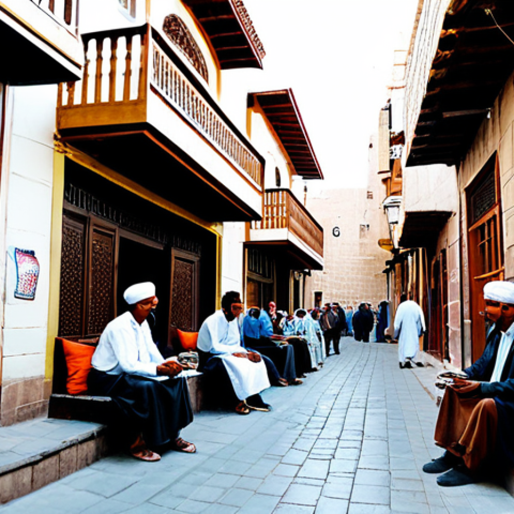 예멘 초보자를 위한 여행 팁 - Sanaa Old City**

"A vibrant street scene in the old city of Sanaa, Yemen. Traditional gingerbread-s...