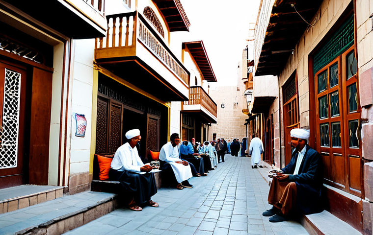 예멘 초보자를 위한 여행 팁 - Sanaa Old City**

"A vibrant street scene in the old city of Sanaa, Yemen. Traditional gingerbread-s...
